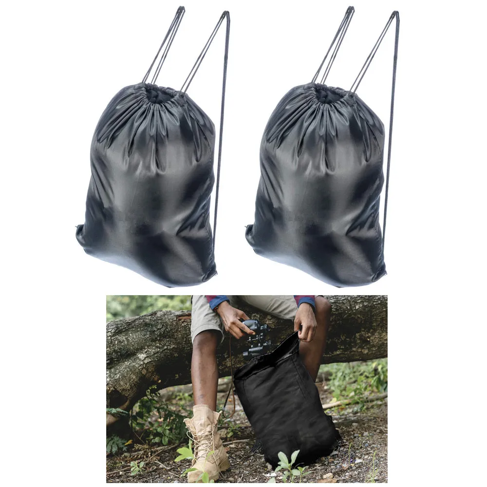 10 Drawstring Bags Cinch Pack Shoes Gym Tote School Sport Travel Light Black