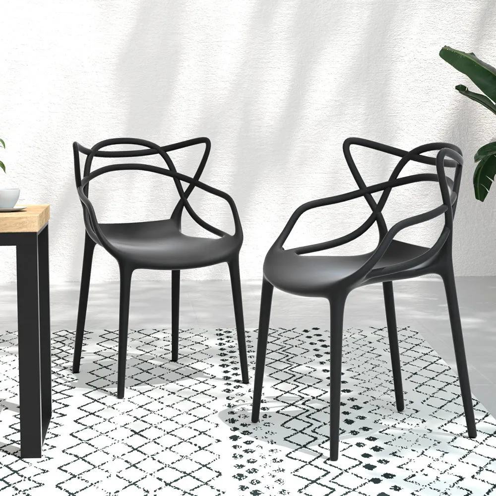 4PC Outdoor Dining Chairs | PP Portable Stackable Chair | Patio Furniture
