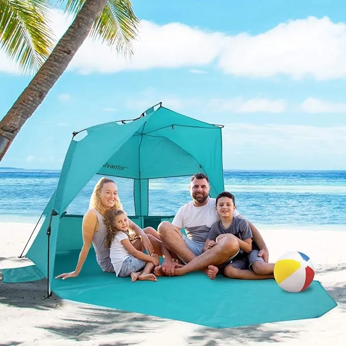Alvantor Beach Tent Super Bluecoast Beach Umbrella Outdoor Sun Shelter Cabana Automatic Pop Up UPF 50  Sun Shade Portable Camping Hiking Canopy Easy Setup Windproof Patent Pending