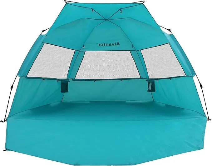 Alvantor Beach Tent Super Bluecoast Beach Umbrella Outdoor Sun Shelter Cabana Automatic Pop Up UPF 50  Sun Shade Portable Camping Hiking Canopy Easy Setup Windproof Patent Pending