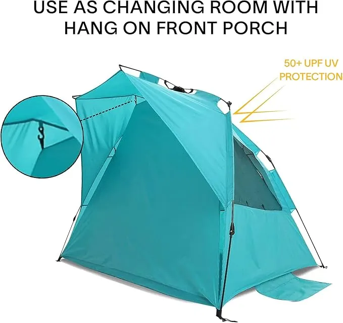 Alvantor Beach Tent Super Bluecoast Beach Umbrella Outdoor Sun Shelter Cabana Automatic Pop Up UPF 50  Sun Shade Portable Camping Hiking Canopy Easy Setup Windproof Patent Pending