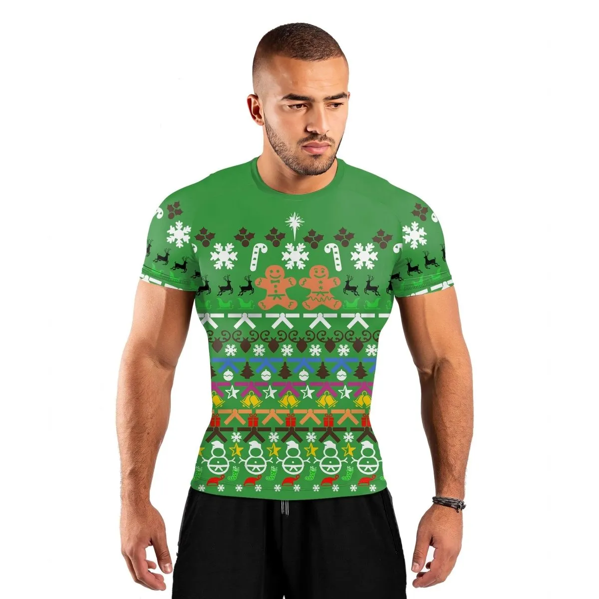 Christmas Gingerbread Short Sleeve Rash Guard