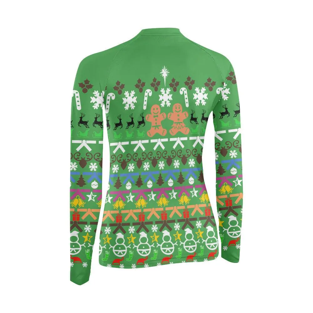 Christmas Gingerbread Women's Long Sleeve Rash Guard