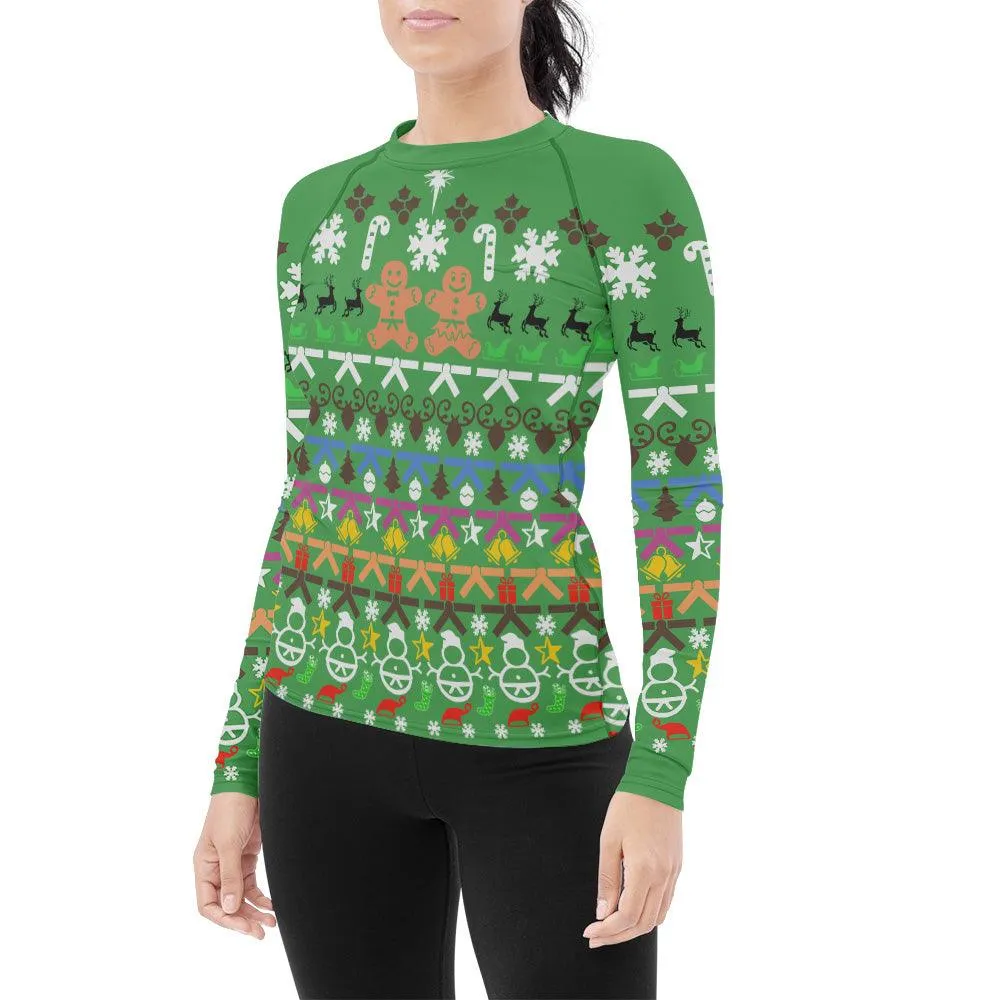 Christmas Gingerbread Women's Long Sleeve Rash Guard