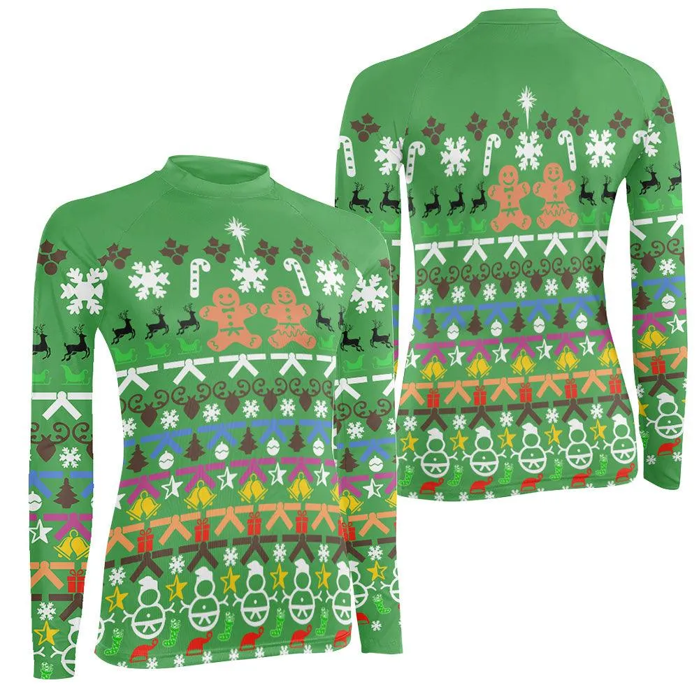 Christmas Gingerbread Women's Long Sleeve Rash Guard