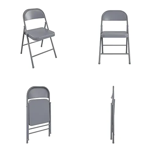 CoscoProducts COSCO SmartFold All-Steel Folding Chair, 4-Pack, Grey