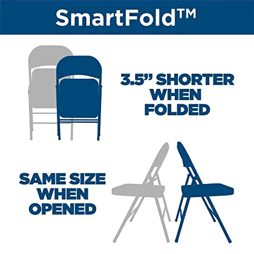 CoscoProducts COSCO SmartFold All-Steel Folding Chair, 4-Pack, Grey