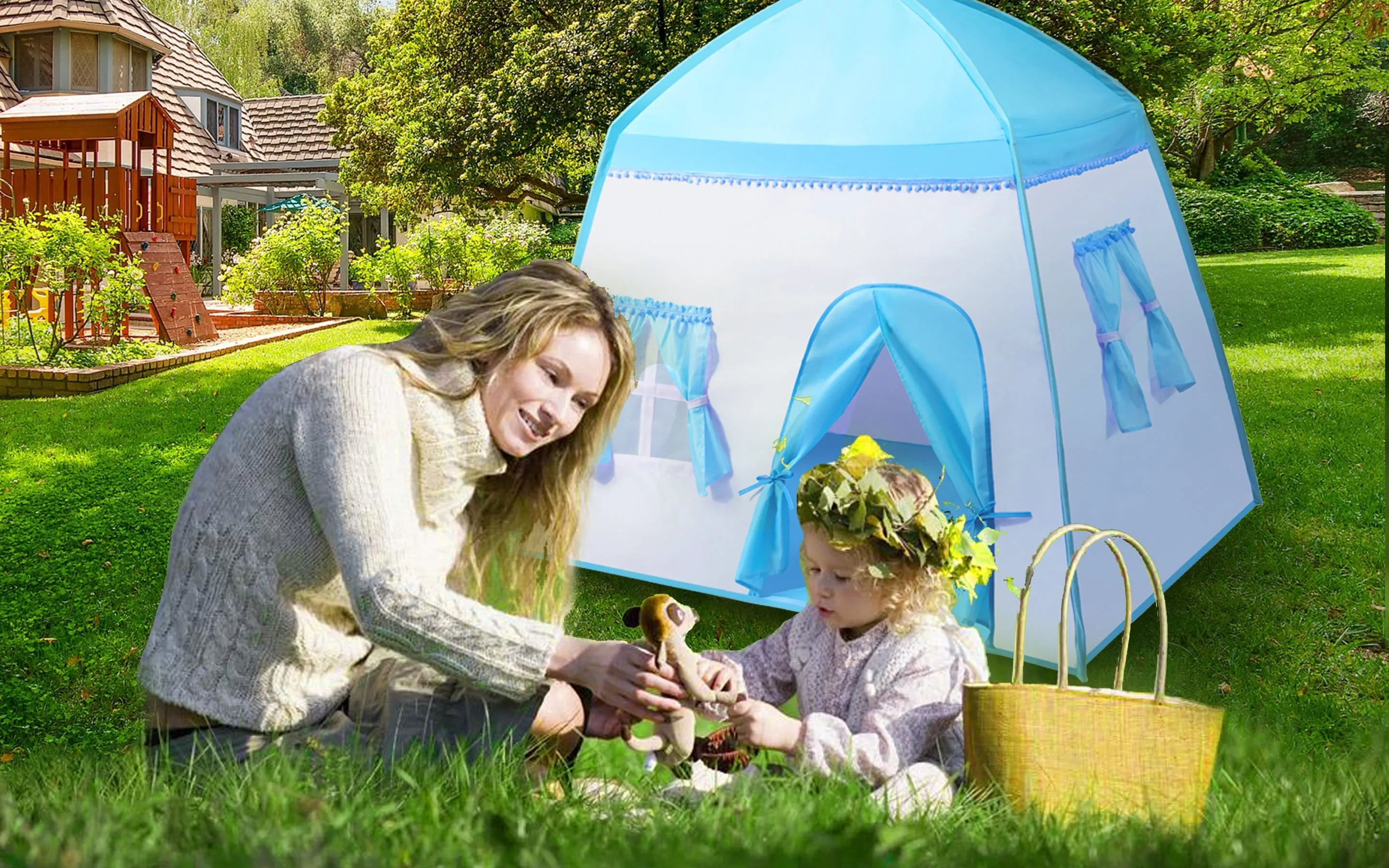 Extra Large Kids Play Tent Children Playhouse, 55" x 41" x 49"