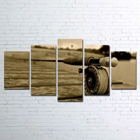 Fly Fishing Rod 5 Piece Wall Art