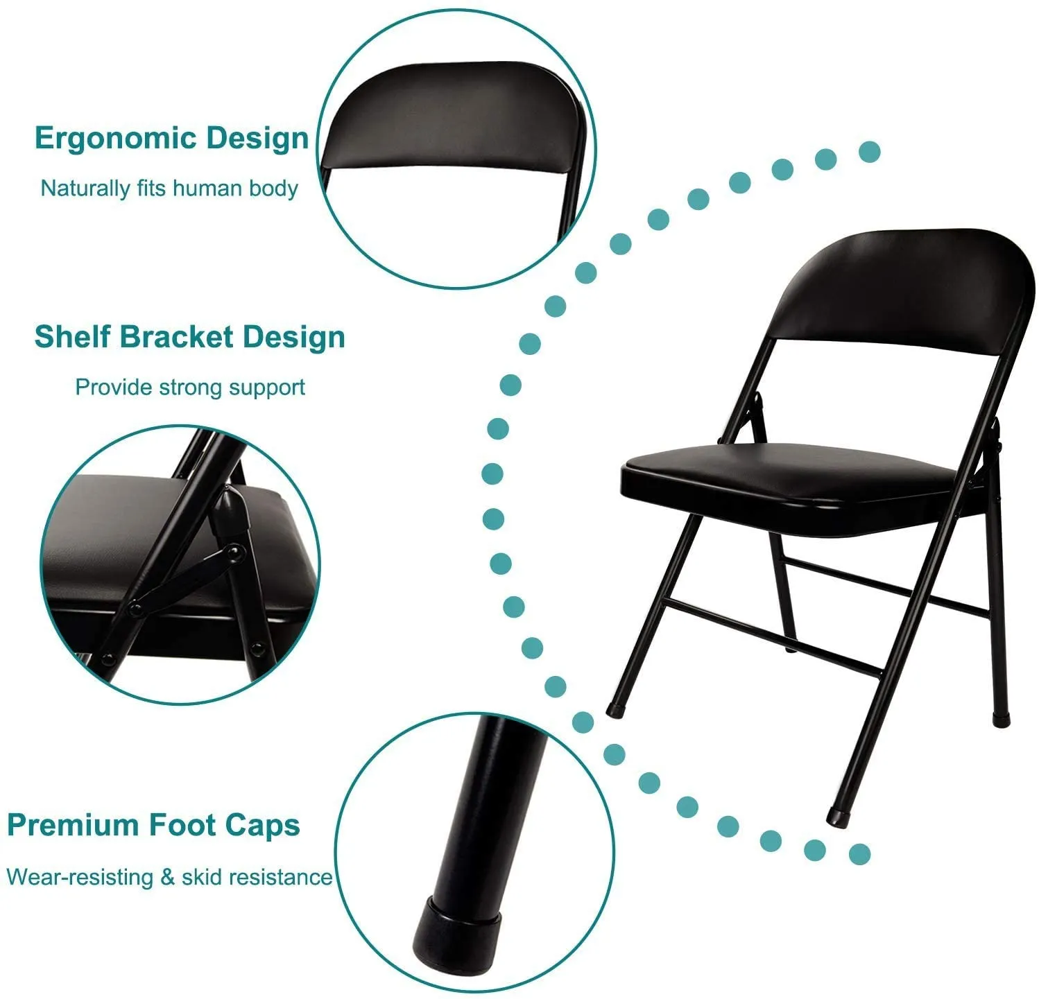 Folding Portable Card Table Square with Collapsible Legs & Vinyl Upholstery