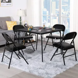 Folding Portable Card Table Square with Collapsible Legs & Vinyl Upholstery