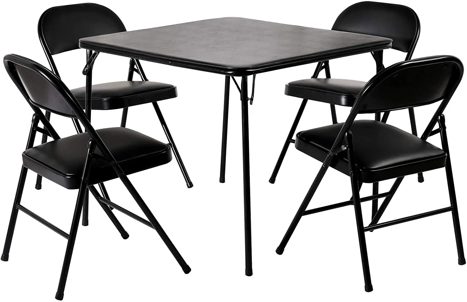 Folding Portable Card Table Square with Collapsible Legs & Vinyl Upholstery