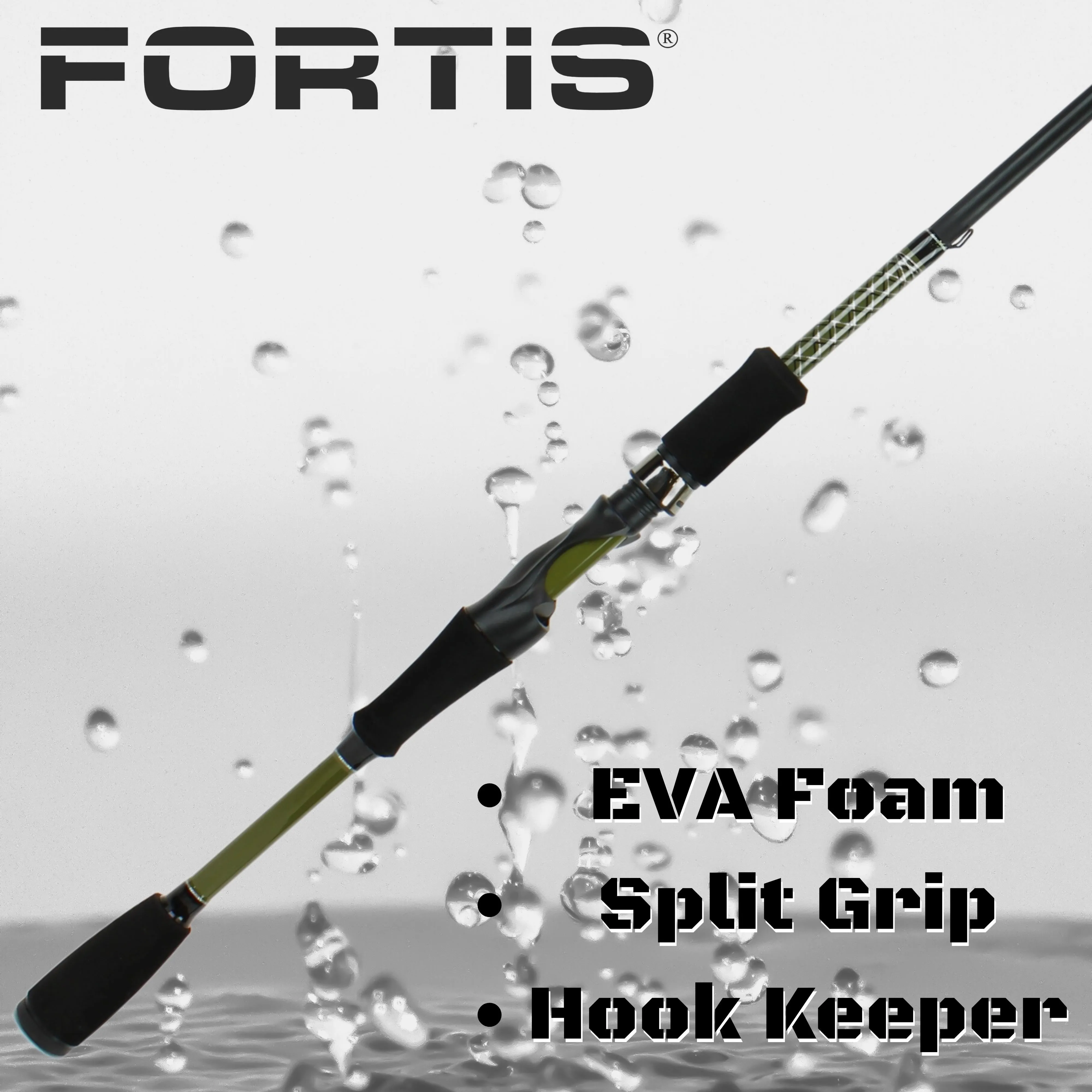 FORTIS 7' Medium Action 2 Piece Fiberglass Spinning Rod and 4000 Spinning Reel Package