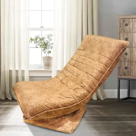 Kawachi Adjustable 5-Position Folding Recliner Floor Chair with 360 Degree Swivel-KAWY-4-Golden Brown