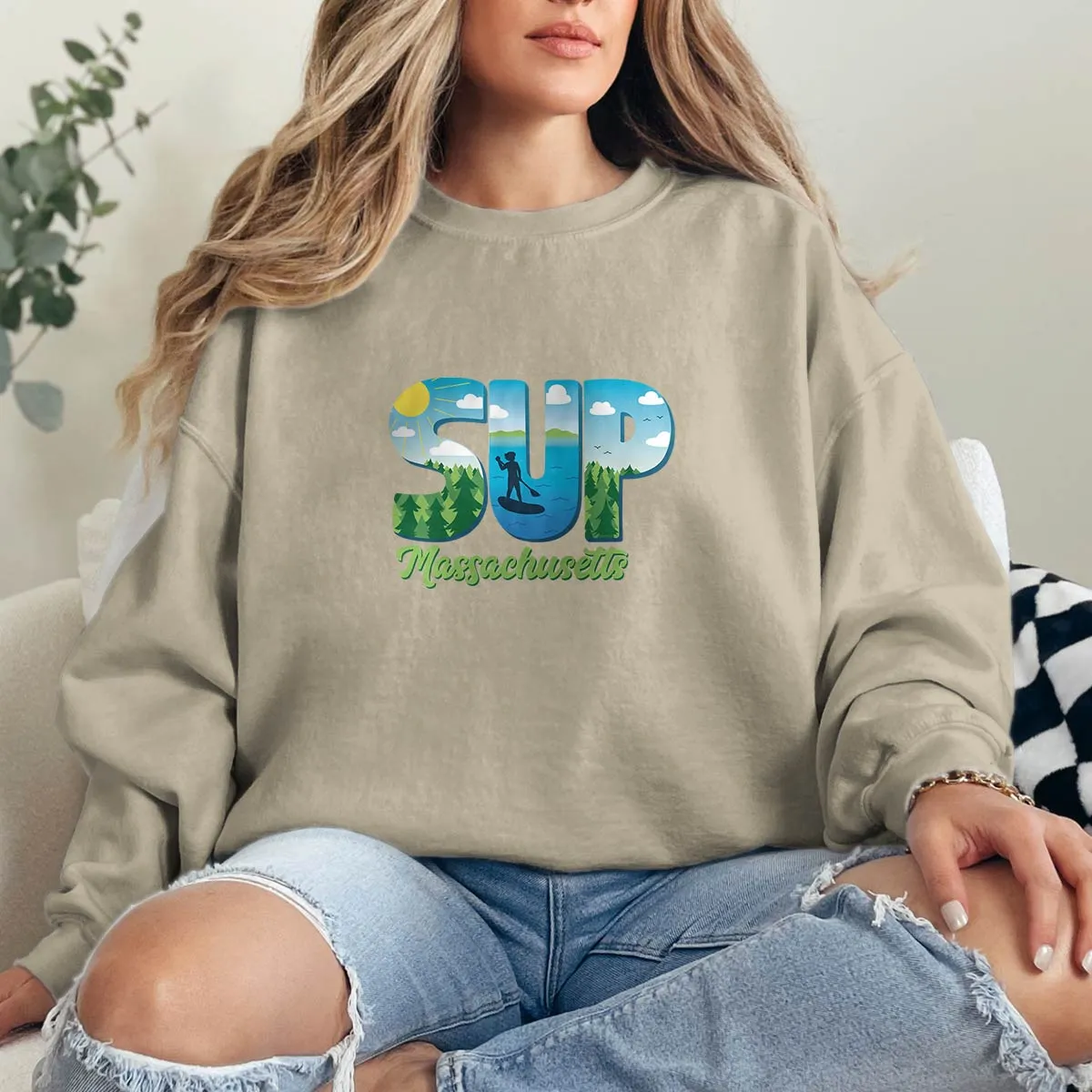 Massachusetts SUP Stand Up Paddleboard Sweatshirt Adult Unisex S-XXL