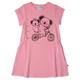 Minti Biking Koalas Dress - Fuchsia