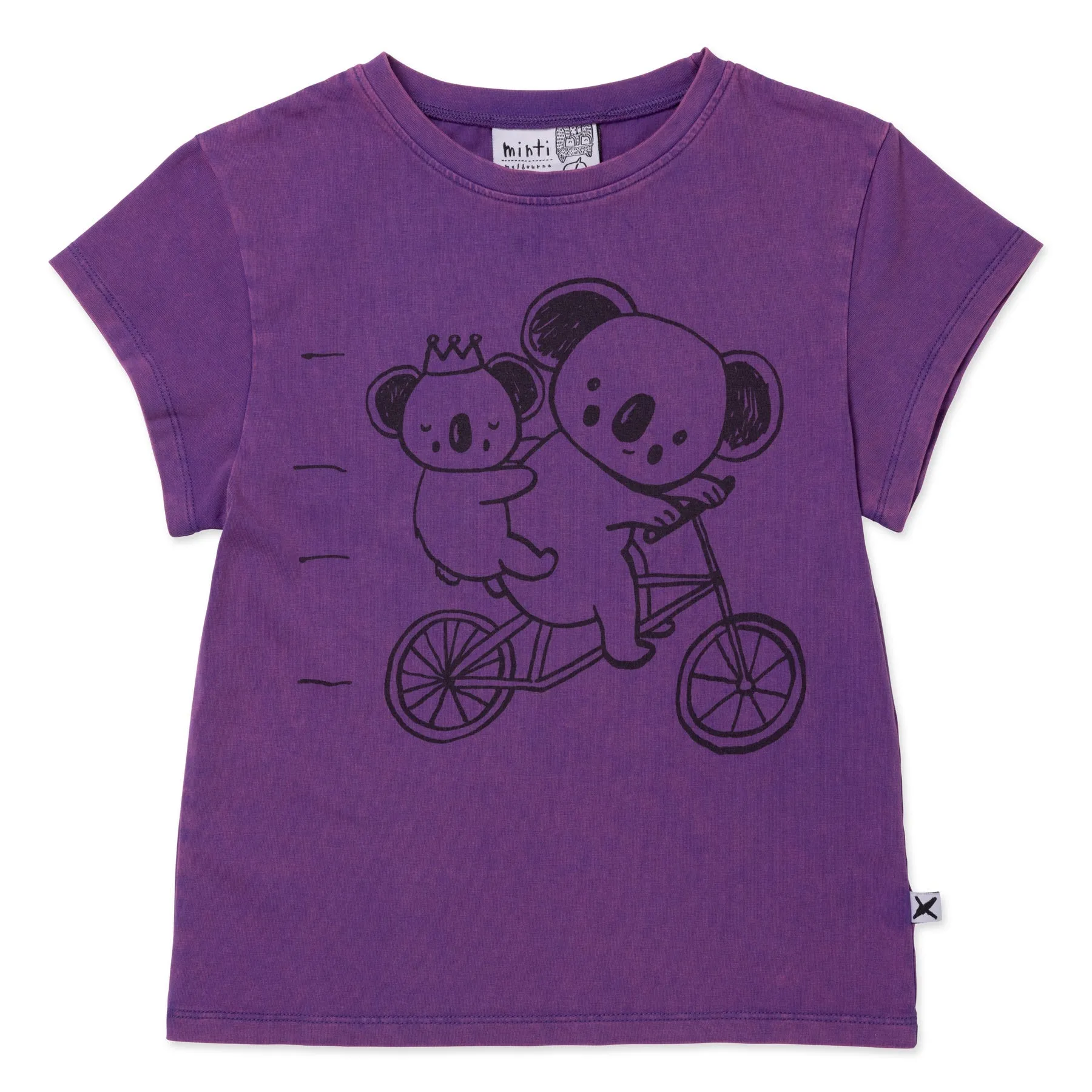Minti Biking Koalas Tee - Purple Wash