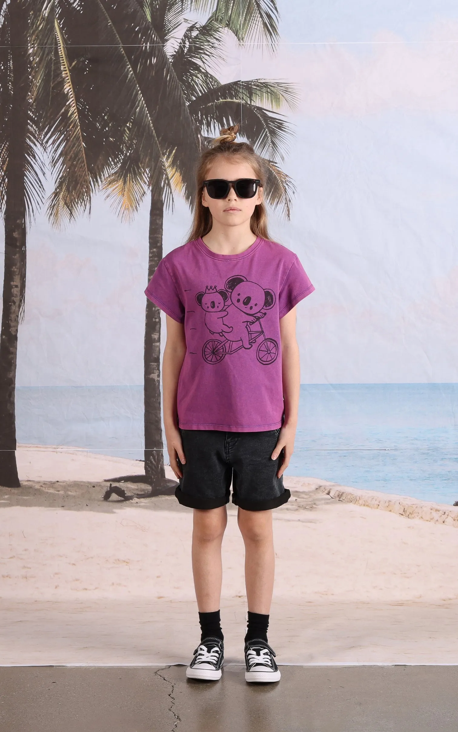 Minti Biking Koalas Tee - Purple Wash