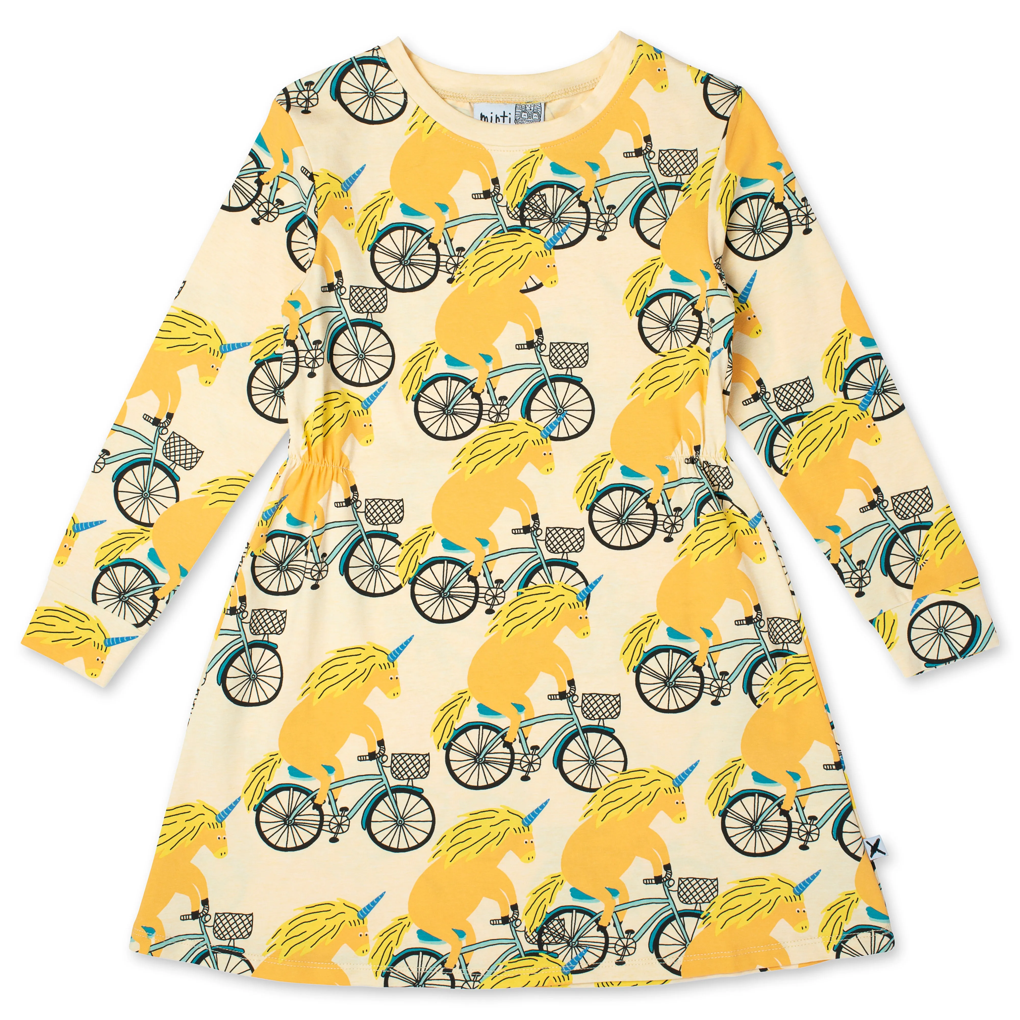 Minti Biking Unicorns Dress - Oat