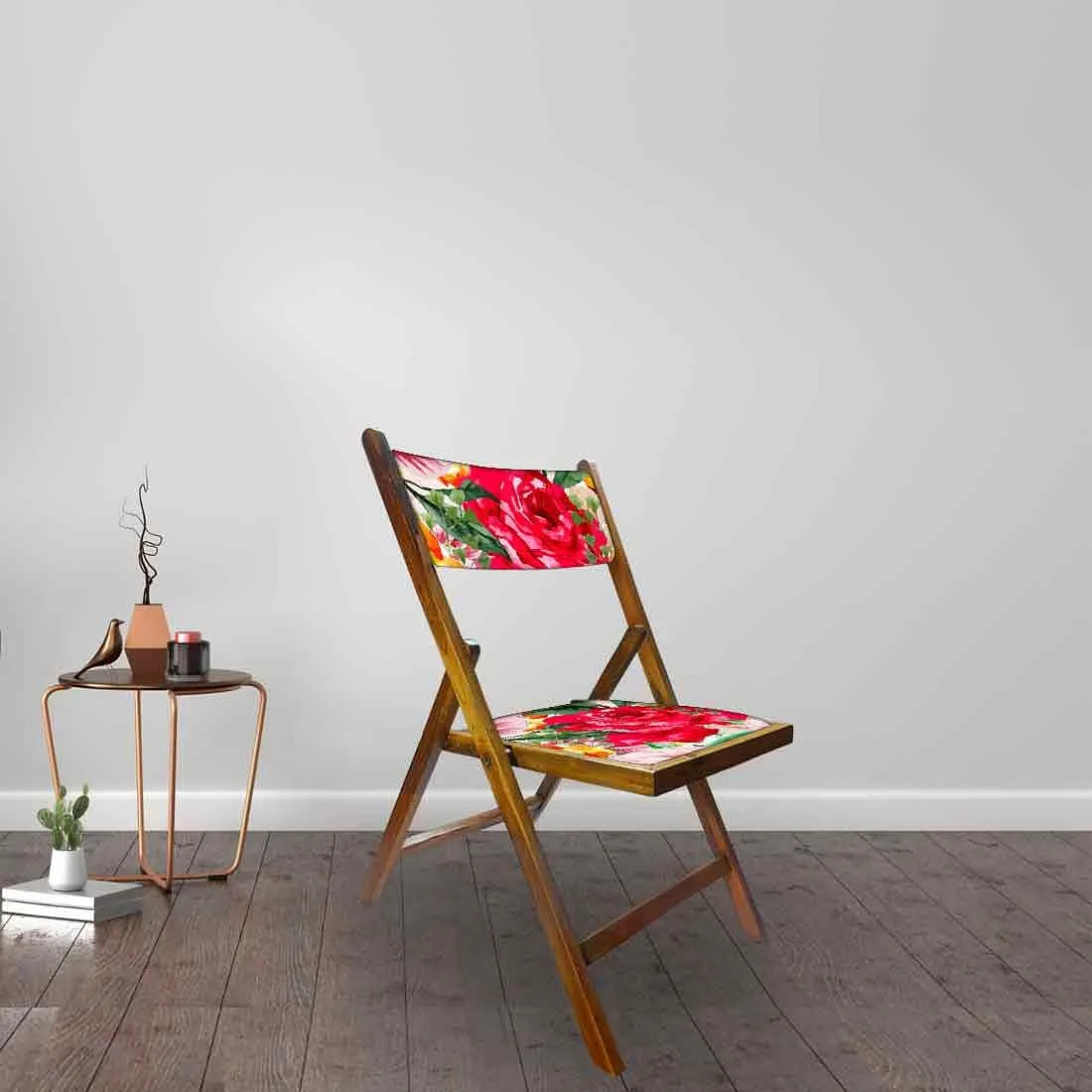 Nutcase Wooden Chair with cushion for Garden - Red Rose