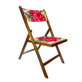 Nutcase Wooden Chair with cushion for Garden - Red Rose