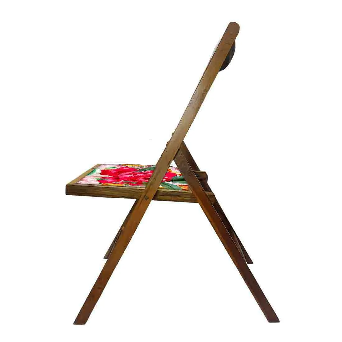 Nutcase Wooden Chair with cushion for Garden - Red Rose