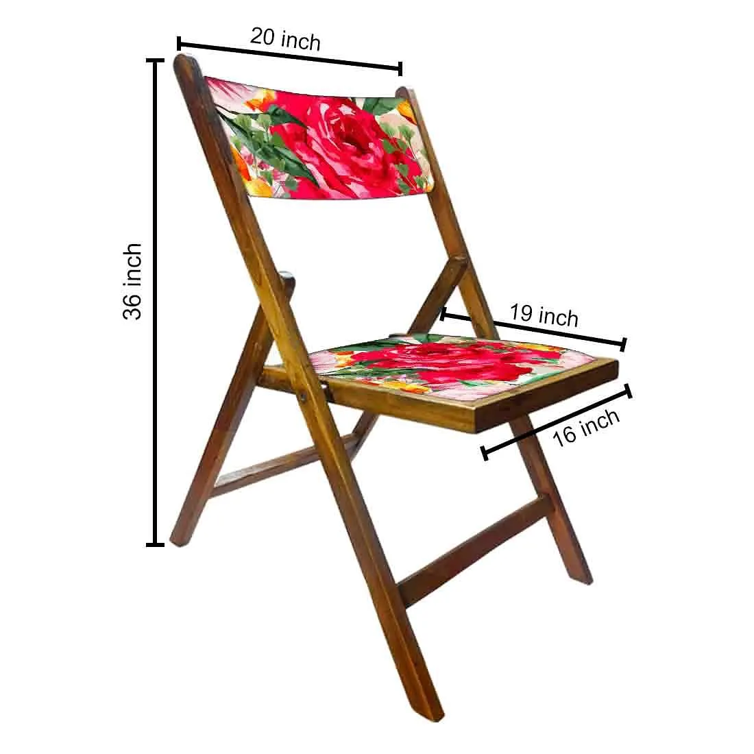 Nutcase Wooden Chair with cushion for Garden - Red Rose