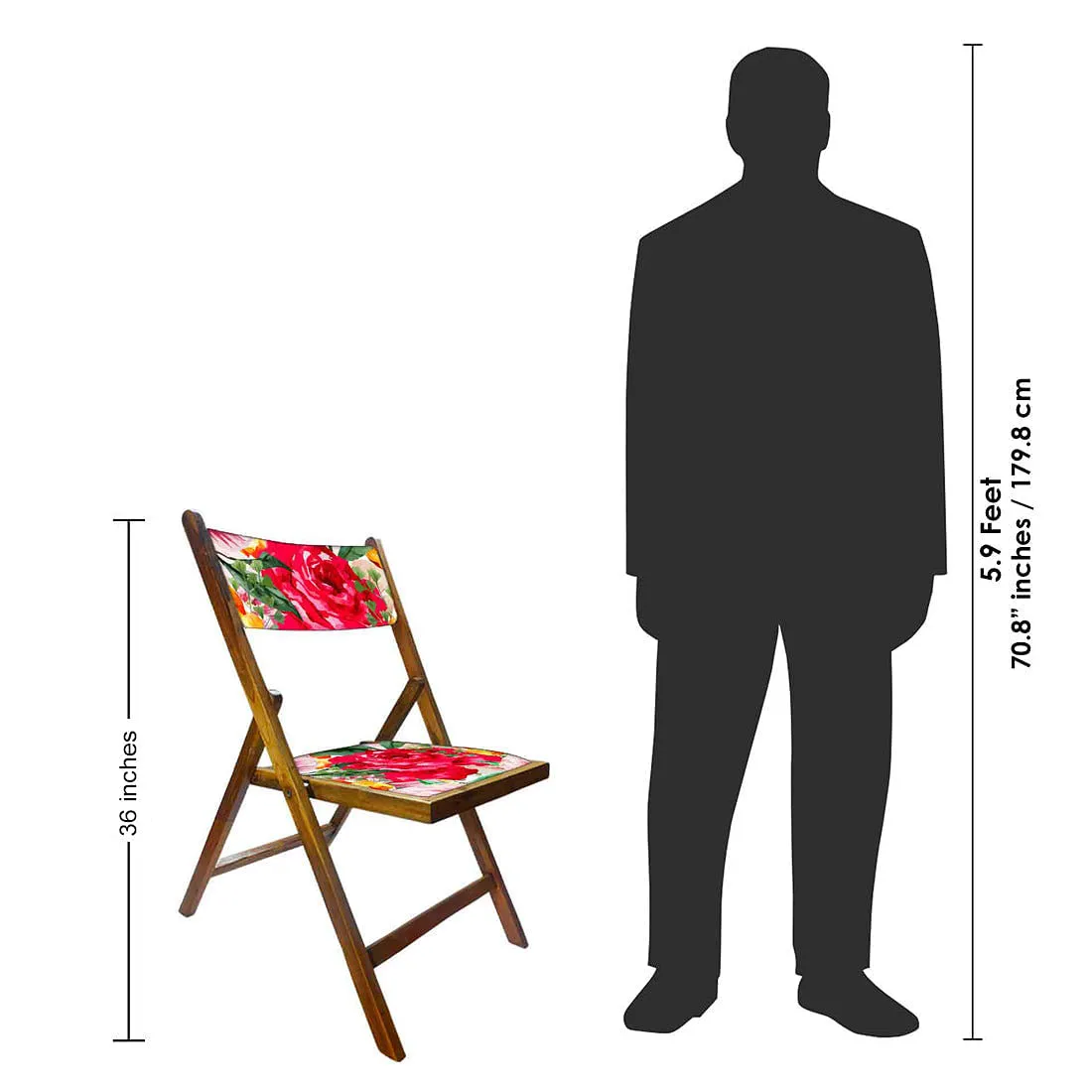 Nutcase Wooden Chair with cushion for Garden - Red Rose