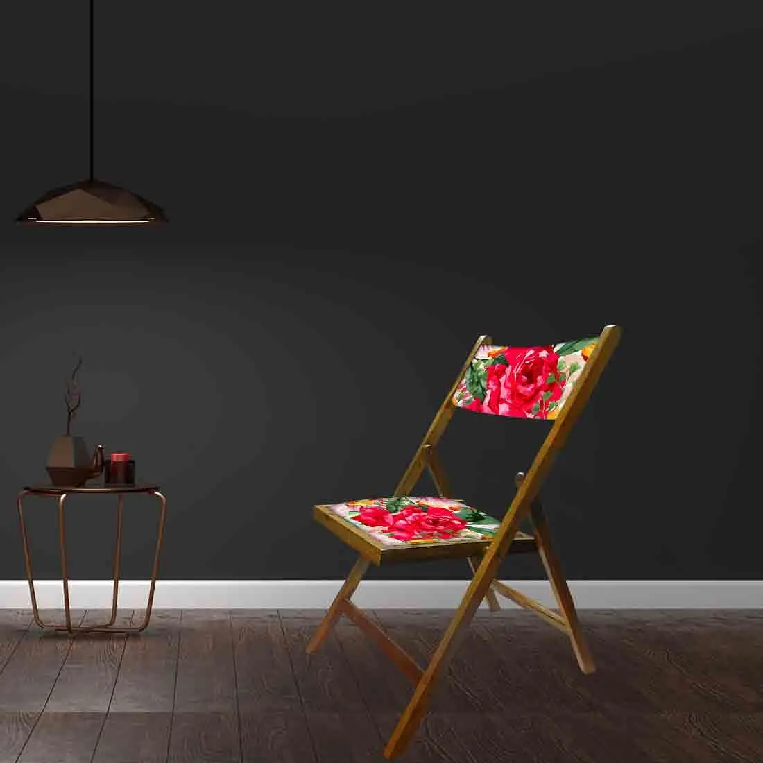 Nutcase Wooden Chair with cushion for Garden - Red Rose