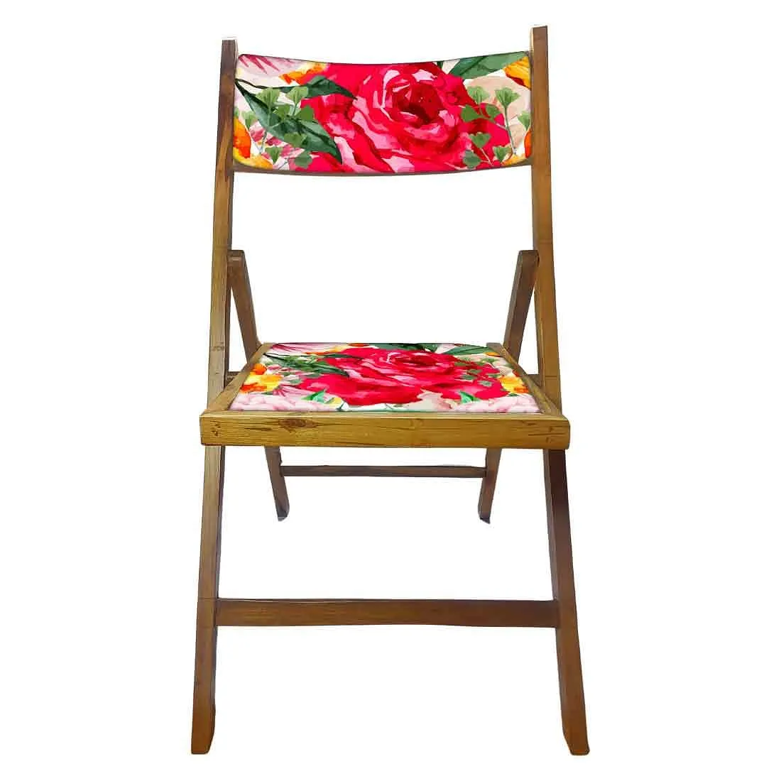 Nutcase Wooden Chair with cushion for Garden - Red Rose