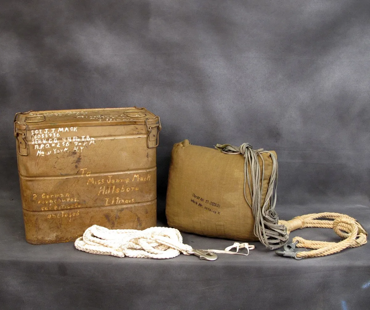 Original German WWII Fallschirmjager Parachute in Transit Can- Unissued