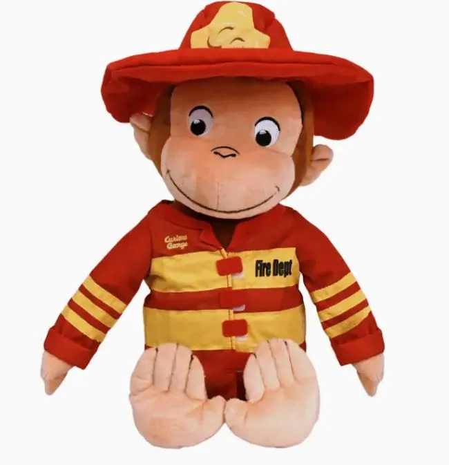 Plush - Curious George Fireman - 15 In
