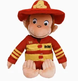 Plush - Curious George Fireman - 15 In