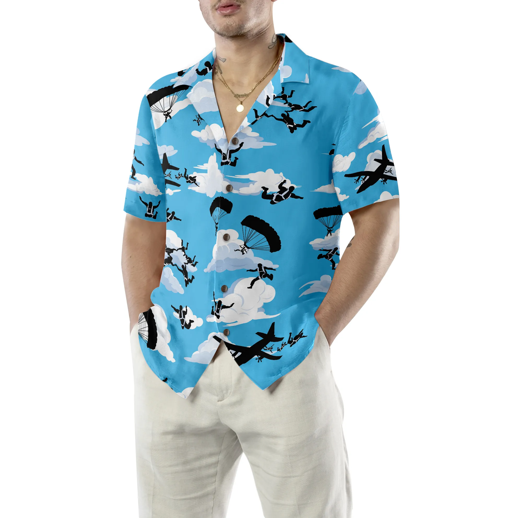 Skydiving Pattern Hawaiian Shirt