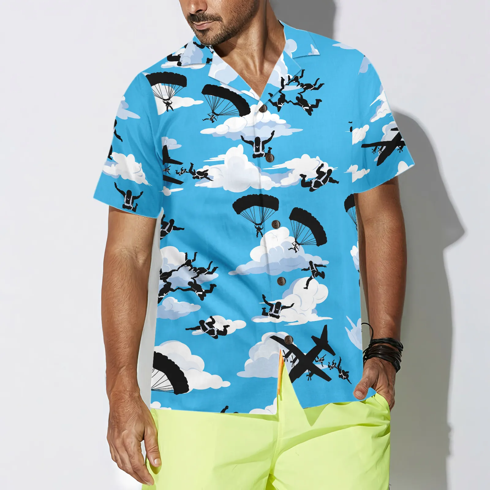 Skydiving Pattern Hawaiian Shirt
