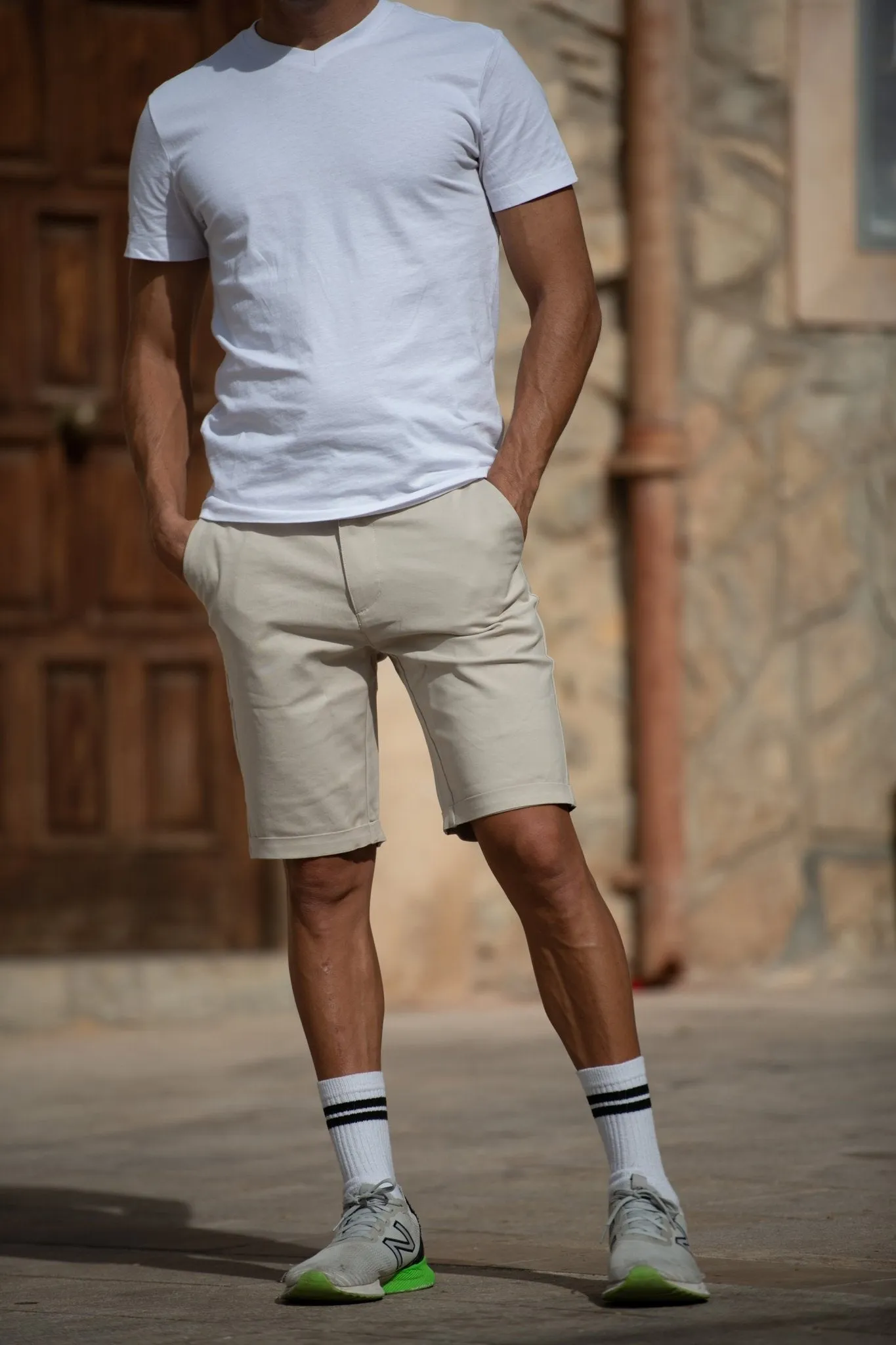 Strandvgen Men's Khaki Cycling Chino Shorts
