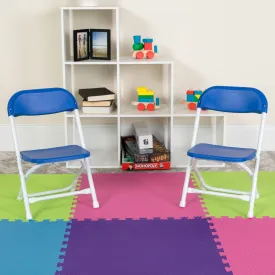Timmy 2 Pack Kids Blue Plastic Folding Chair