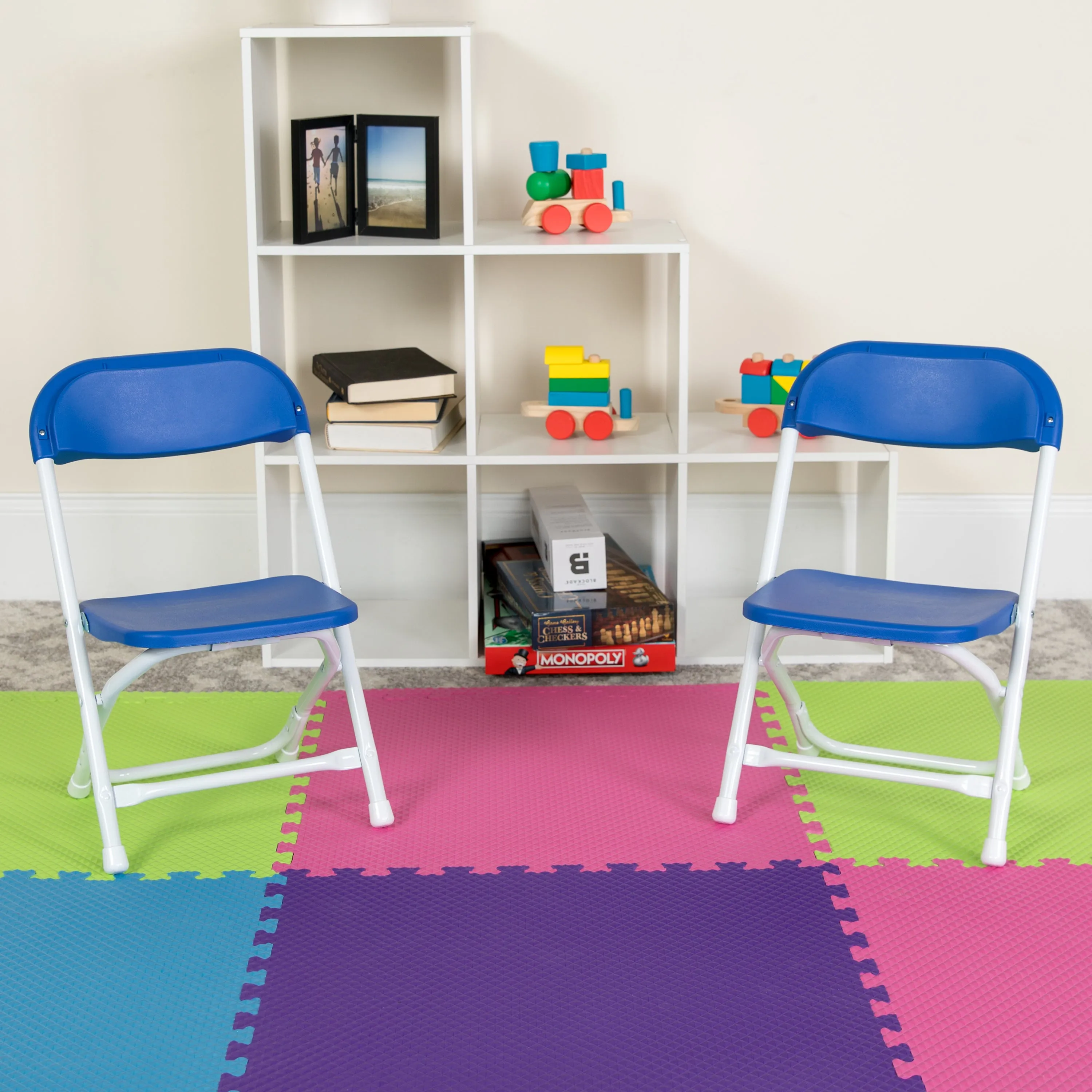 Timmy 2 Pack Kids Blue Plastic Folding Chair