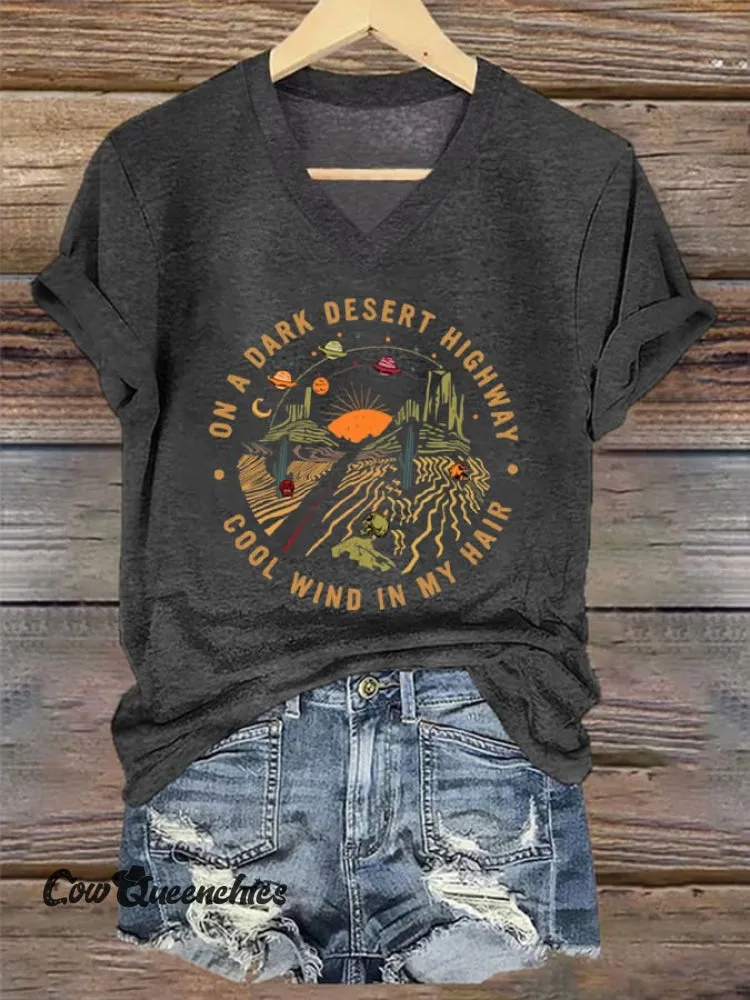 Women's Hiking Adventure Print V-Neck Short Sleeve T-Shirt