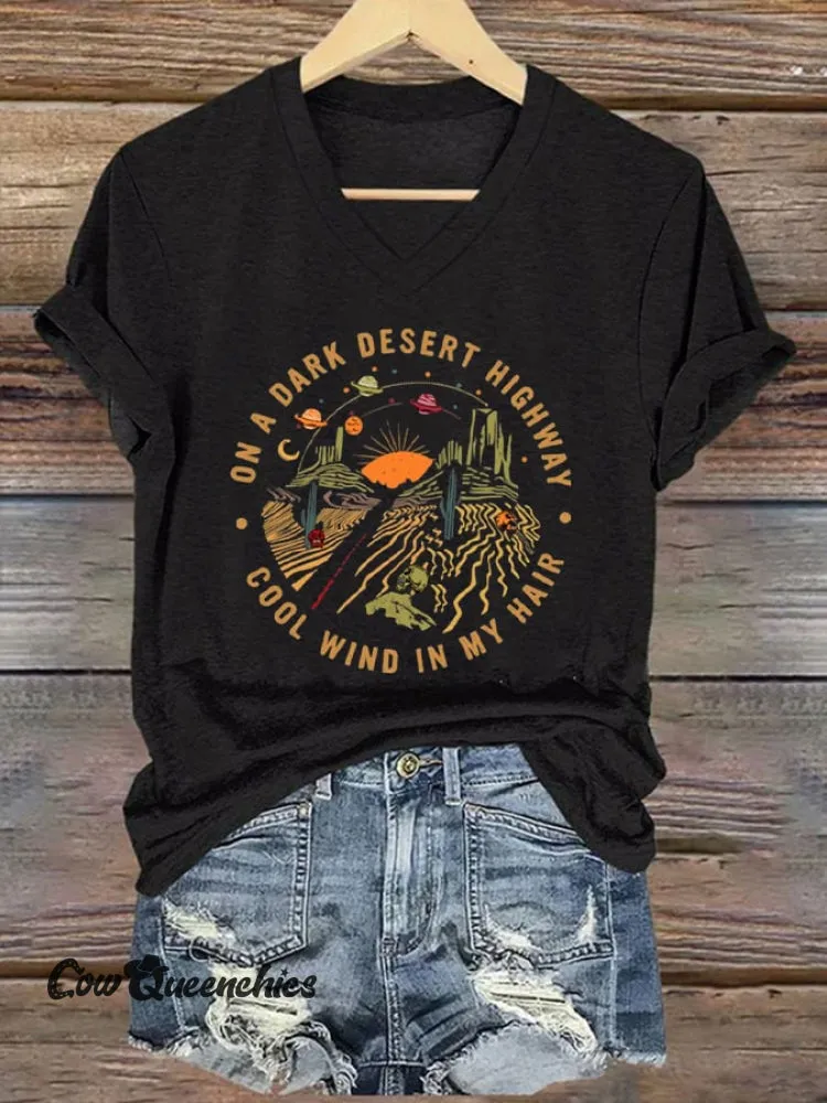 Women's Hiking Adventure Print V-Neck Short Sleeve T-Shirt