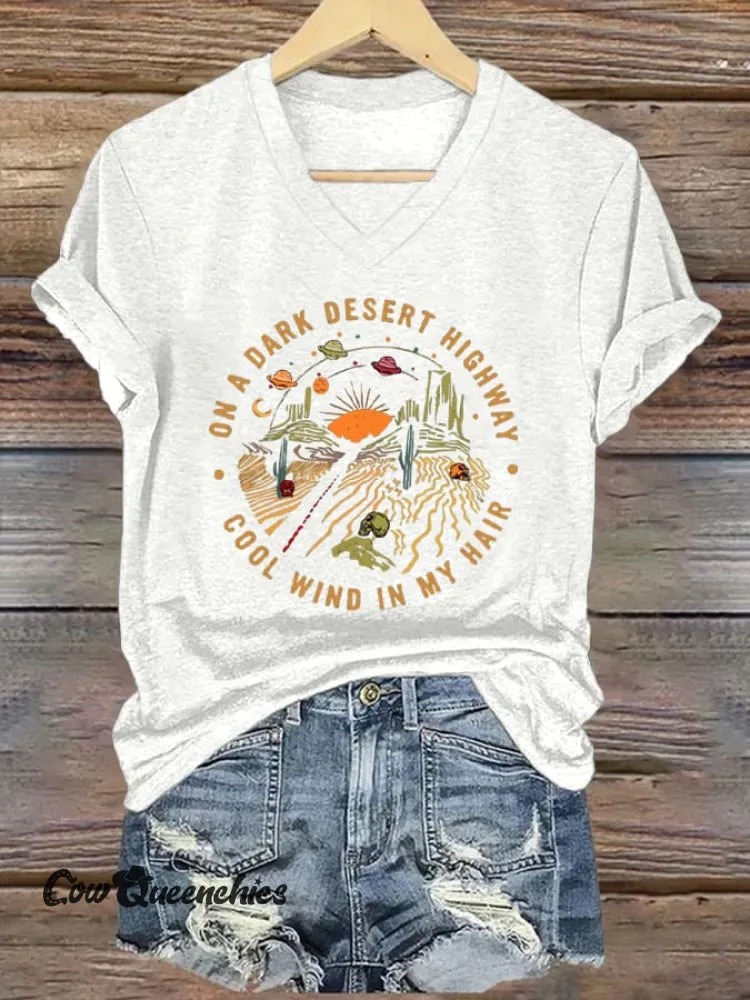 Women's Hiking Adventure Print V-Neck Short Sleeve T-Shirt